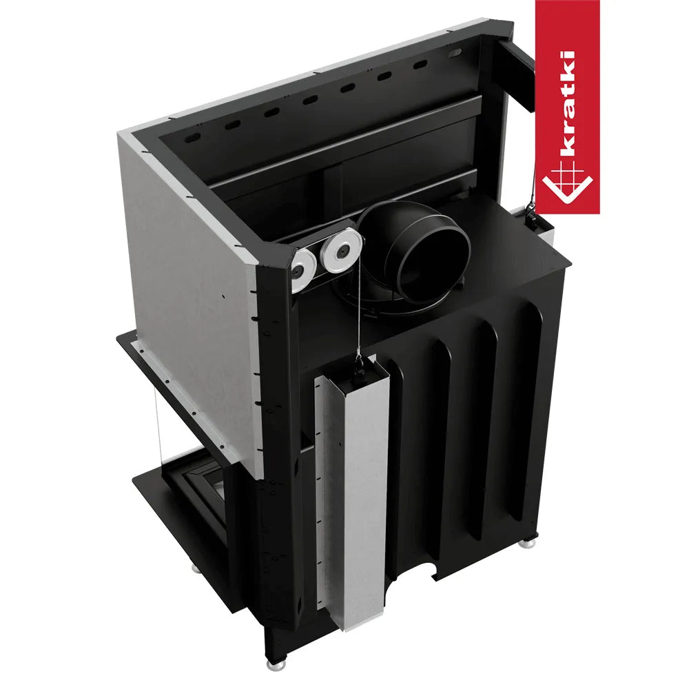 Kratki Nadia 14 kW Rechts, moderne houtkachel met efficiënte verbranding en strak design.