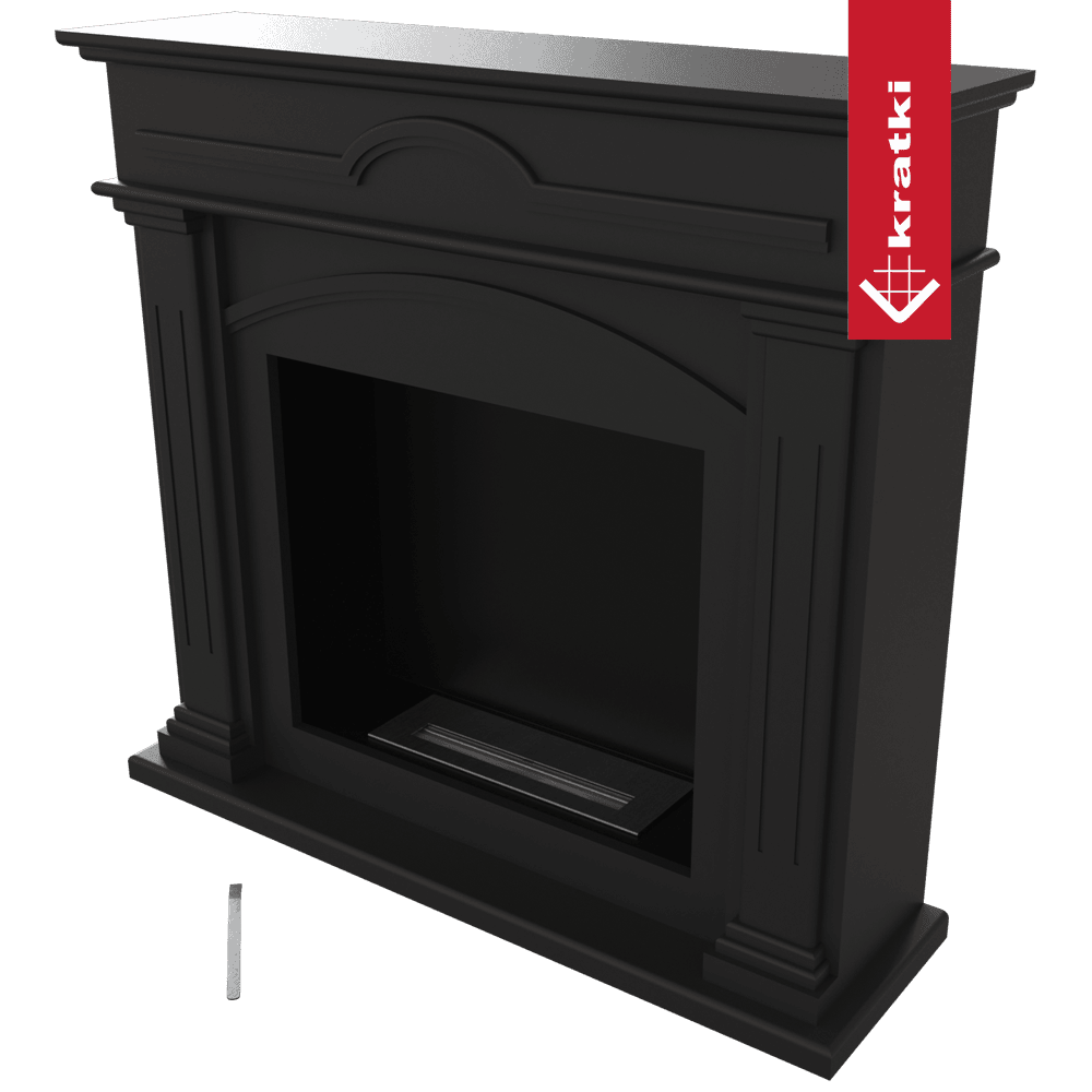 Kratki December TÜV zwarte haard met glazen front en logo