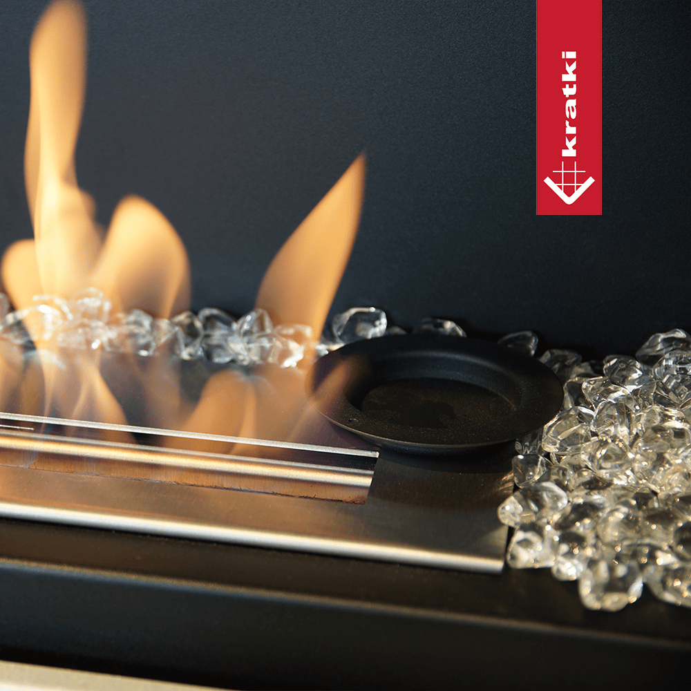 Kratki Planet TÜV gasbrander met vlammen en decoratieve glassteentjes