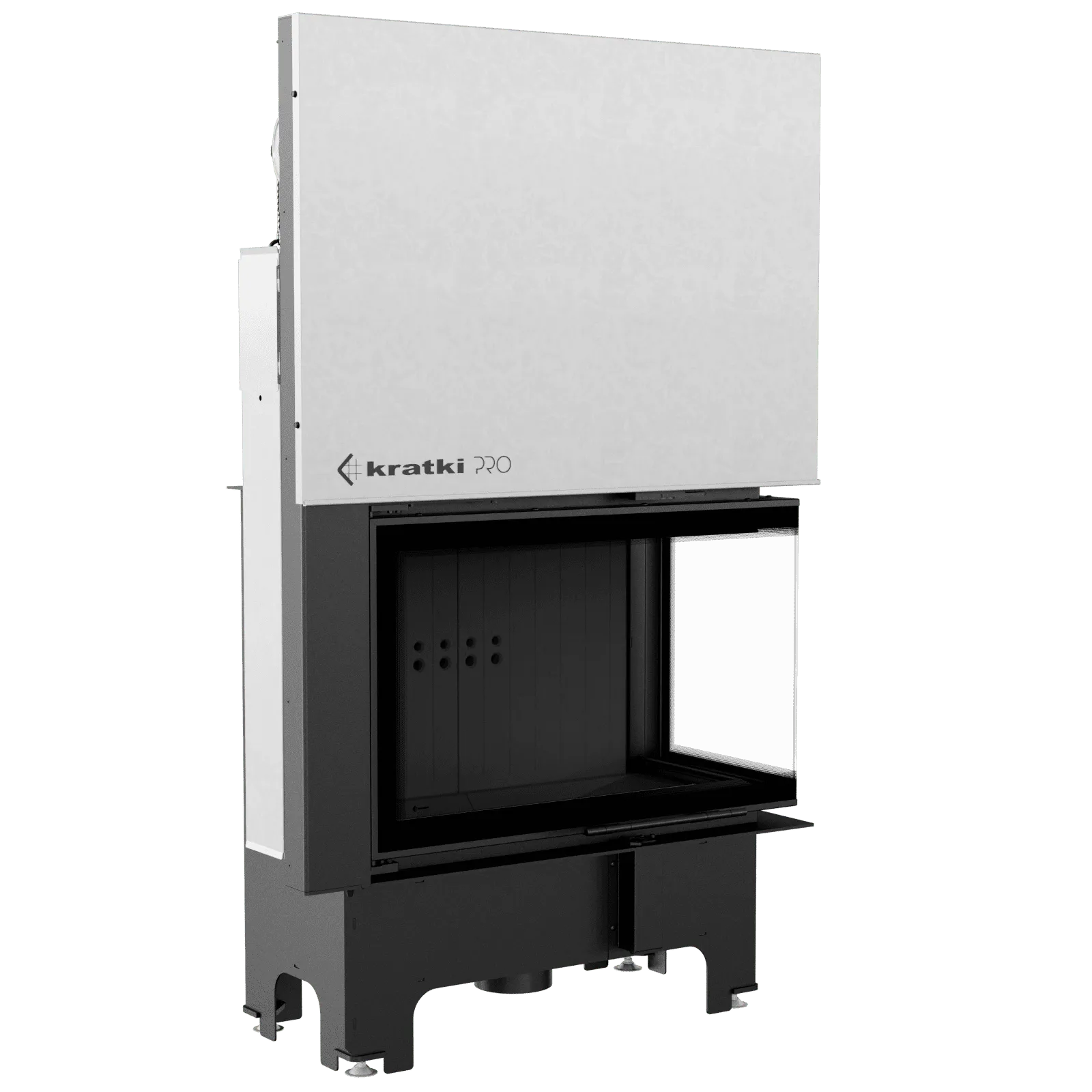 Kratki VNP 810/410 inbouwhaard met glazen zijpaneel en strak, modern ontwerp.