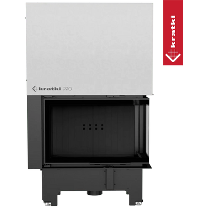 Kratki VNP 810/410 moderne inbouwhaard met zwart interieur en wit omhulsel.