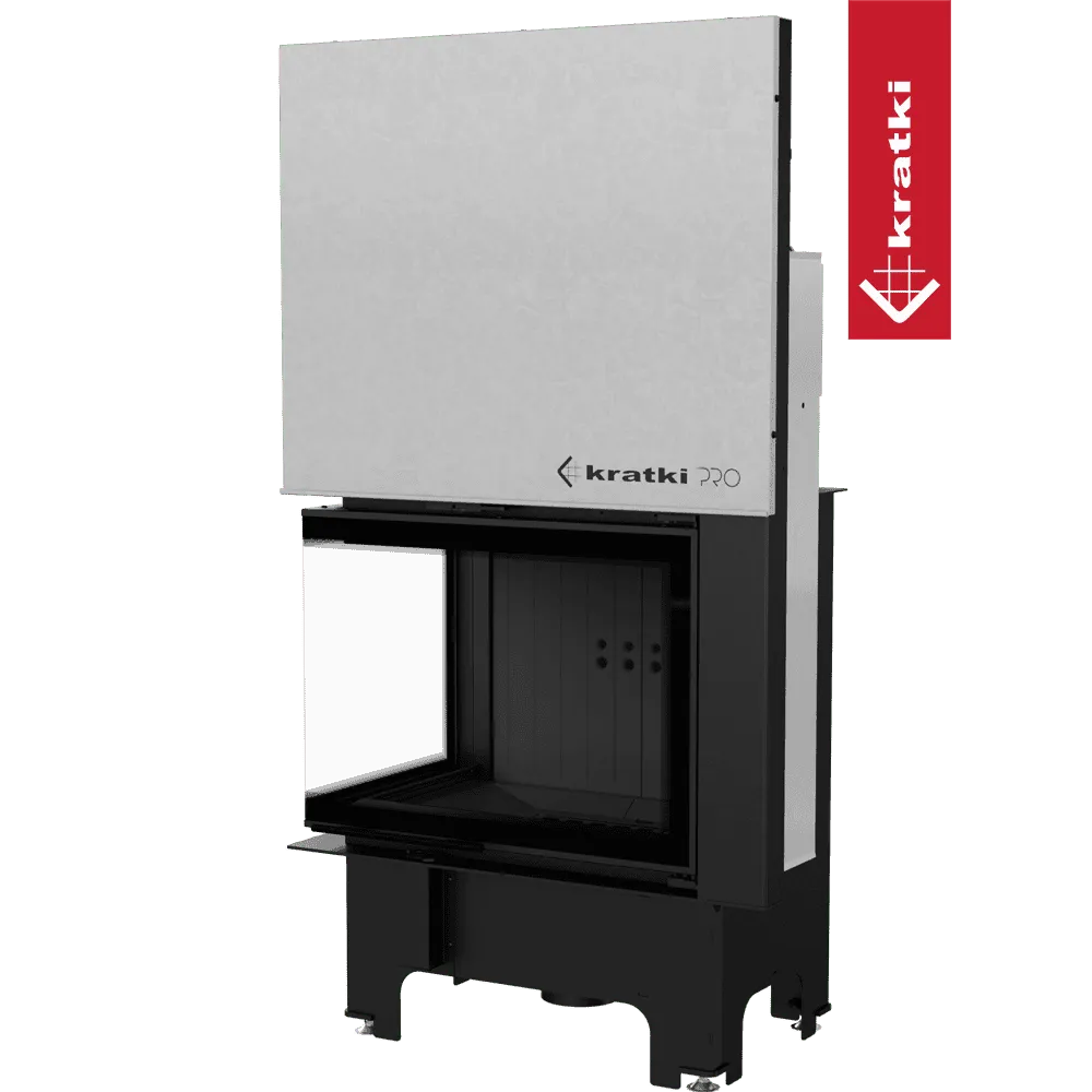 Kratki VNL 700/480 moderne inbouwhaard met zwart frame en groot glazen venster.