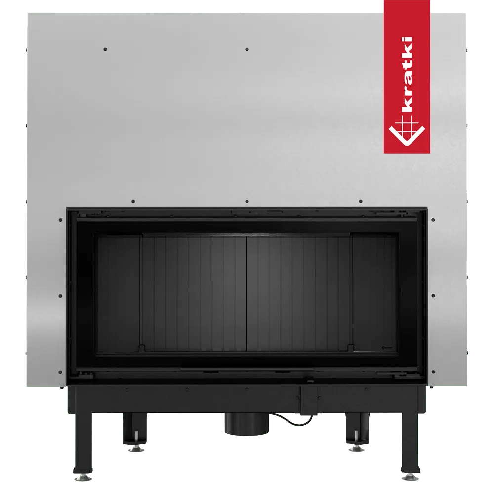 Kratki Nadia 14 kW inbouwhaard met modern ontwerp en zwart stalen frame.