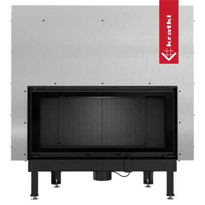 Kratki Nadia 14 kW inbouwhaard met modern ontwerp en zwart stalen frame.