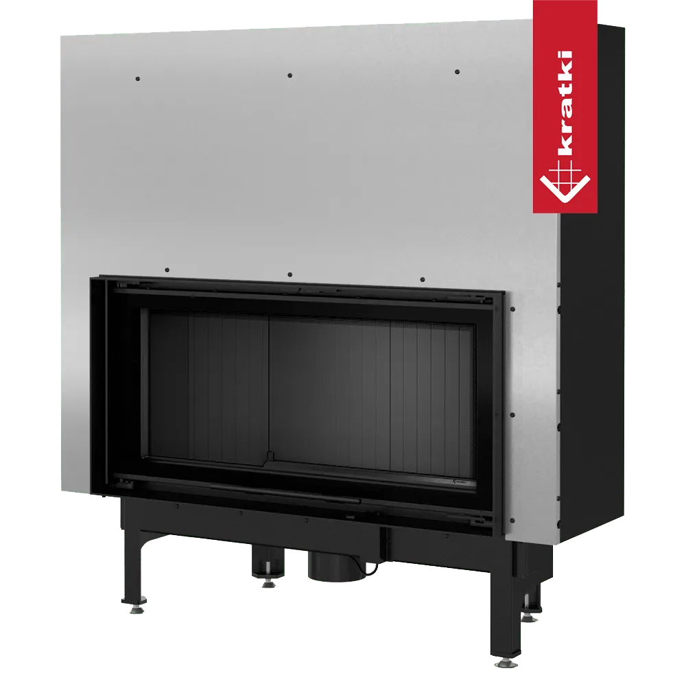 Kratki Nadia 14 kW inbouwhaard met modern ontwerp en zwart glazen deur.