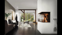 Spartherm Premium Triple 60x38x50 in moderne woonkamer met ingebouwde haard