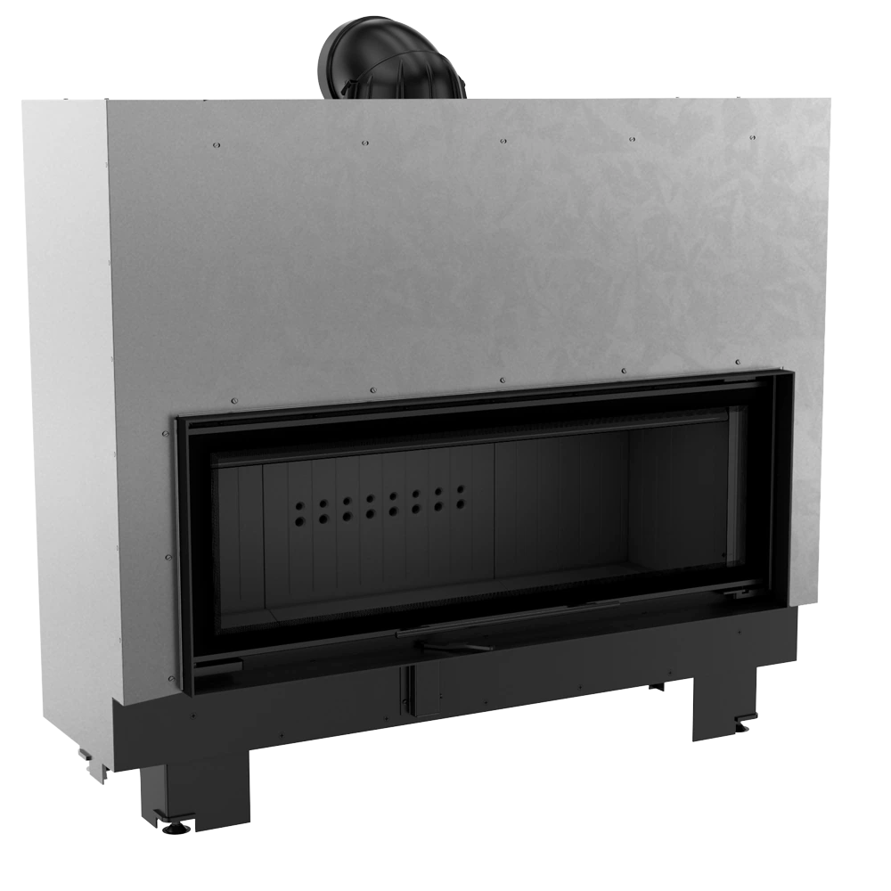 Kratki MB120 inbouwhaard met glazen ruit en zwarte omlijsting
