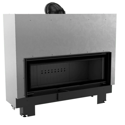 Kratki MB120 inbouwhaard met een modern, rechthoekig ontwerp en een ruime vuurkamer.