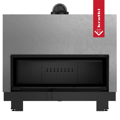 Kratki MB120 moderne inbouwhaard met strak ontwerp en groot glazen venster.