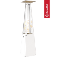 Kratki Umbrella terrasverwarmer met vlammen, wit en vierkant model
