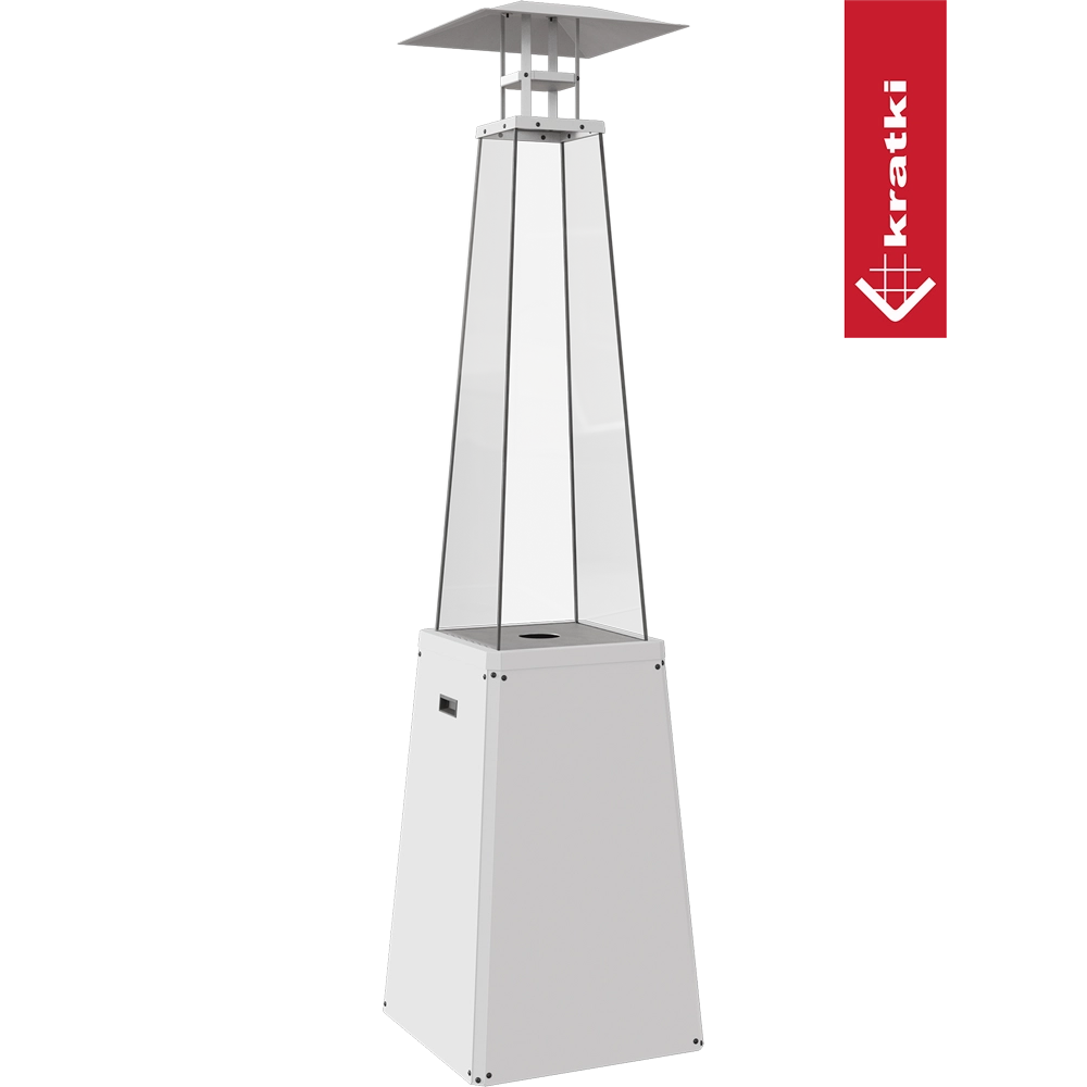 Kratki Umbrella BS terrasverwarmer met piramidekap op groene achtergrond
