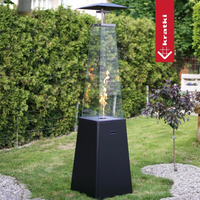 Kratki Umbrella BS terrasvuur met glazen windscherm en vlammen