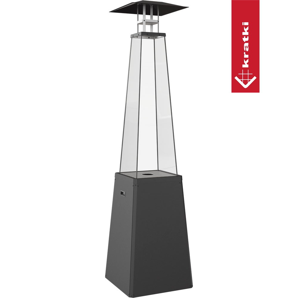Kratki Umbrella BS terrasheater met zwarte, piramidevormige behuizing