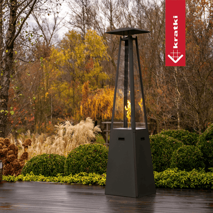 Kratki Umbrella buitenhaard in tuin met vlammen
