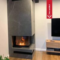 Kratki MBZ ingebouwde haard in moderne woonkamer met brandend vuur