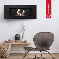 Kratki Delta2 TÜV ingebouwde haard met vlammen in moderne woonkamer
