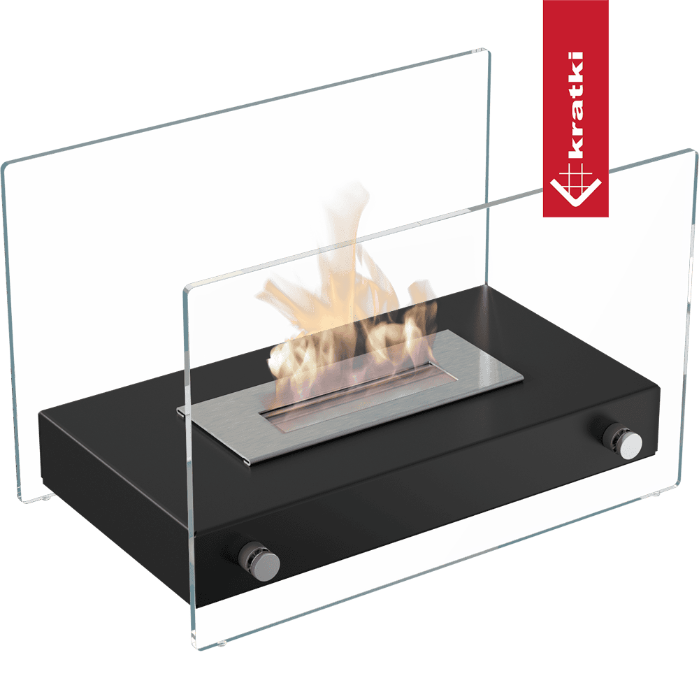 Kratki Hotel TÜV bio-ethanol haard met glas en vlammen
