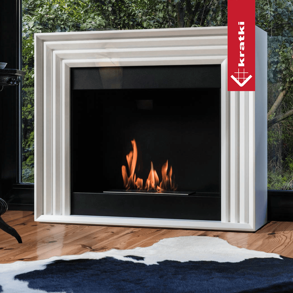 Kratki Planet TÜV haard met vlammen in moderne woonkamer