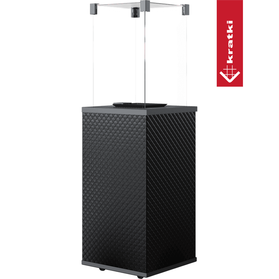 Kratki Patio terrasverwarmer zwart met glazen ombouw