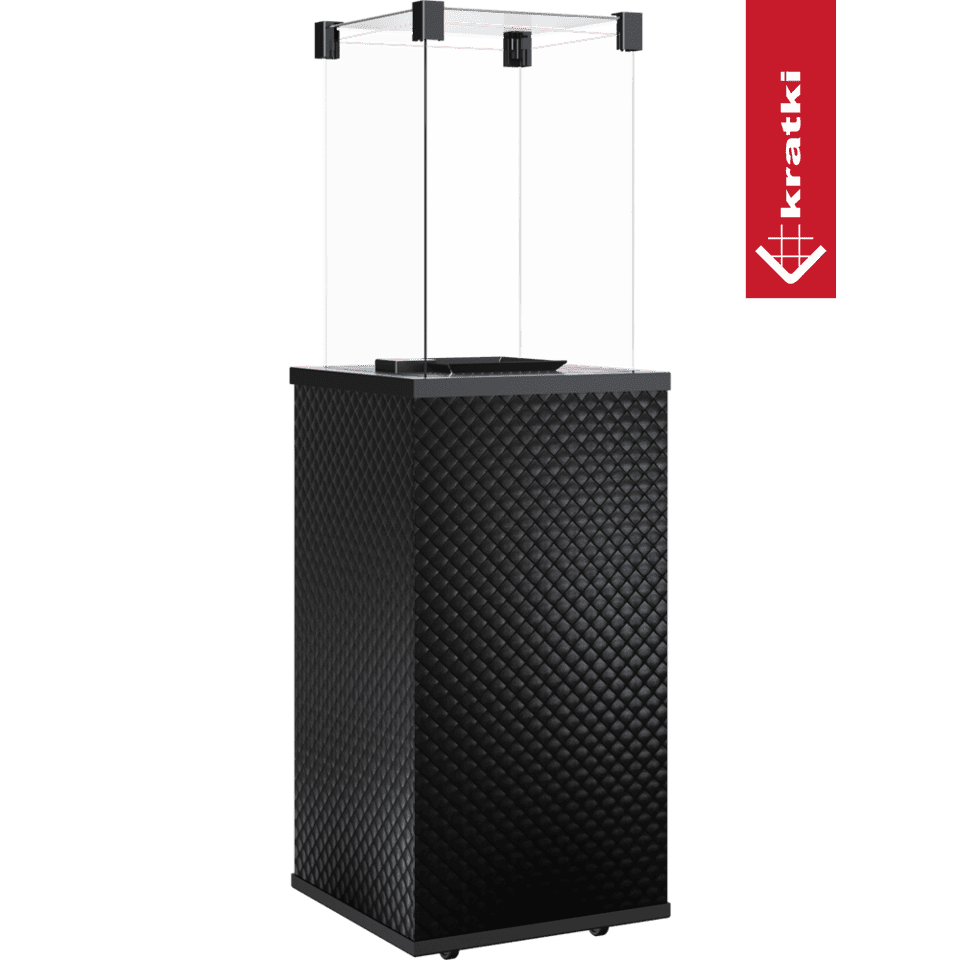 Kratki Patio terrasverwarmer met zwart geruit paneel en glazen buizen