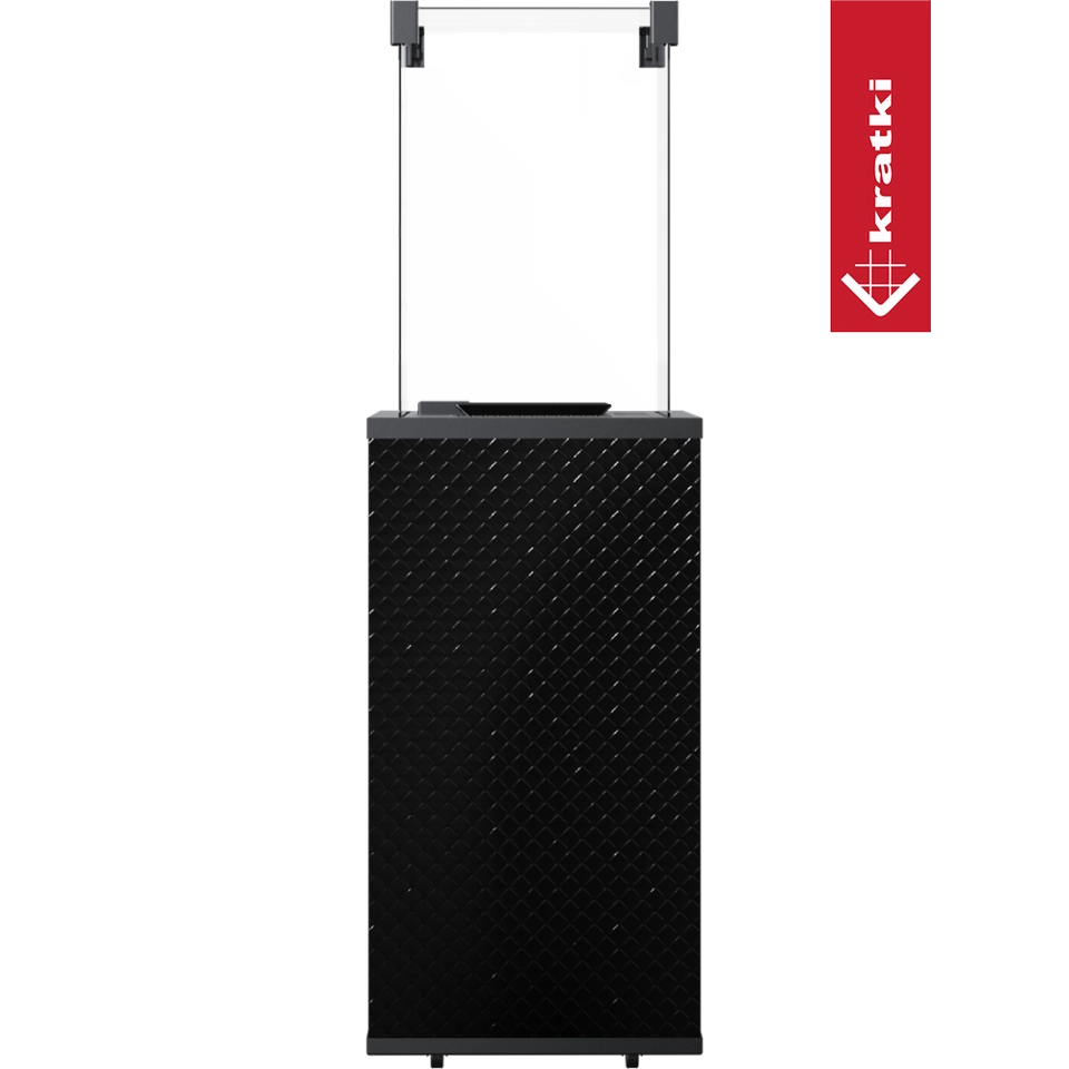 Zwarte Kratki Patio Mini met glazen scherm op transparante achtergrond