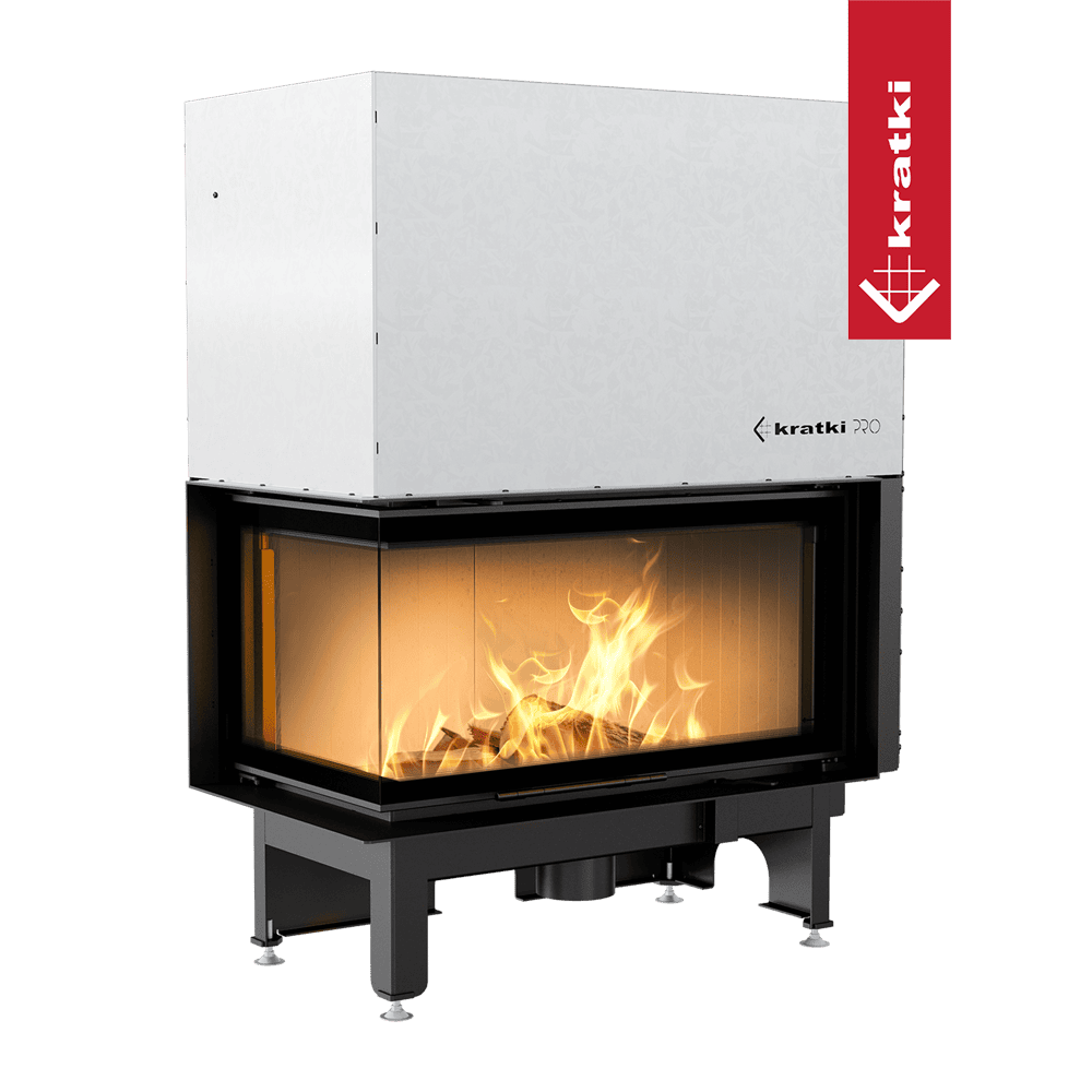 Kratki Nadia haardkachel met brandend vuur op groene achtergrond
