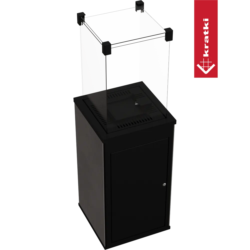 Kratki Patio terrasverwarmer met glazen omkasting en zwarte behuizing