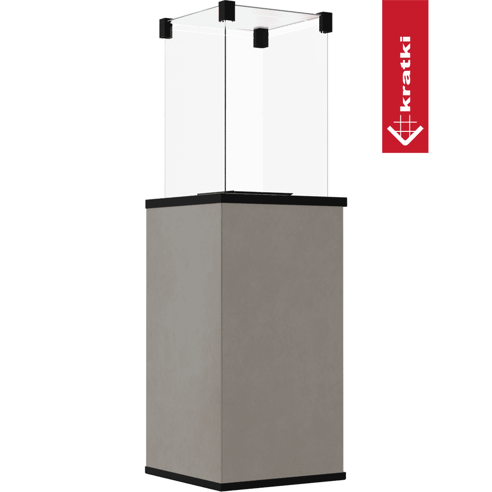 Kratki Patio terrasverwarmer met glazen bovenkant en grijze behuizing