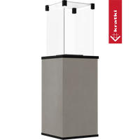 Kratki Patio terrasverwarmer met glazen windscherm en grijze behuizing
