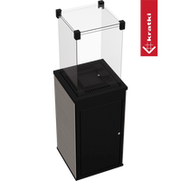 Kratki Patio terrasverwarmer met glazen windscherm en zwarte kast