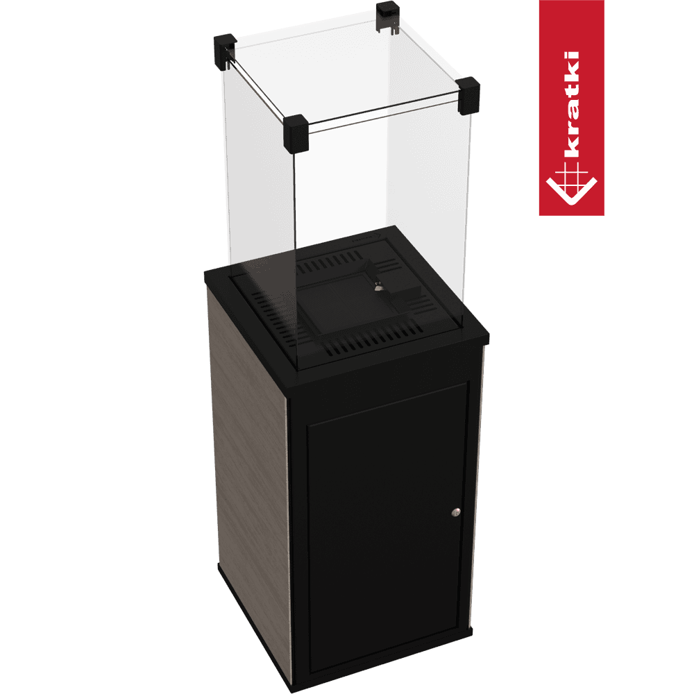 Kratki Patio terrasverwarmer met glazen afscherming en zwarte behuizing
