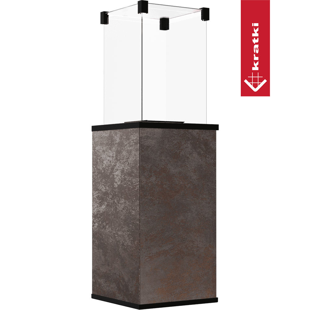 Kratki Patio terrasverwarmer met glazen windscherm en roestkleurige behuizing