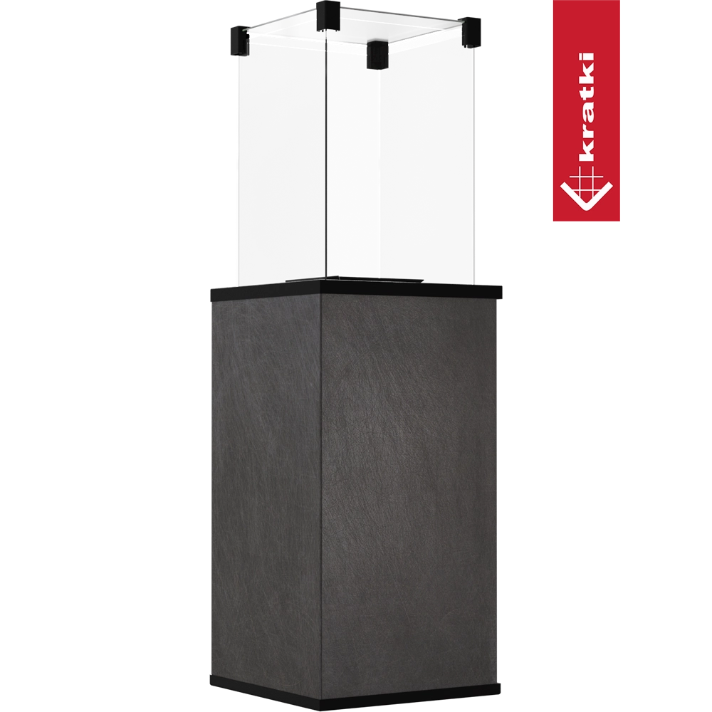 Kratki Patio terrasverwarmer met glazen ombouw en grijze behuizing