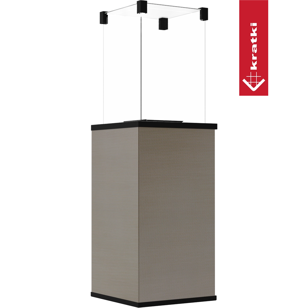 Kratki Patio beige terrasverwarmer met zwarte randen en ophanging op transparante achtergrond