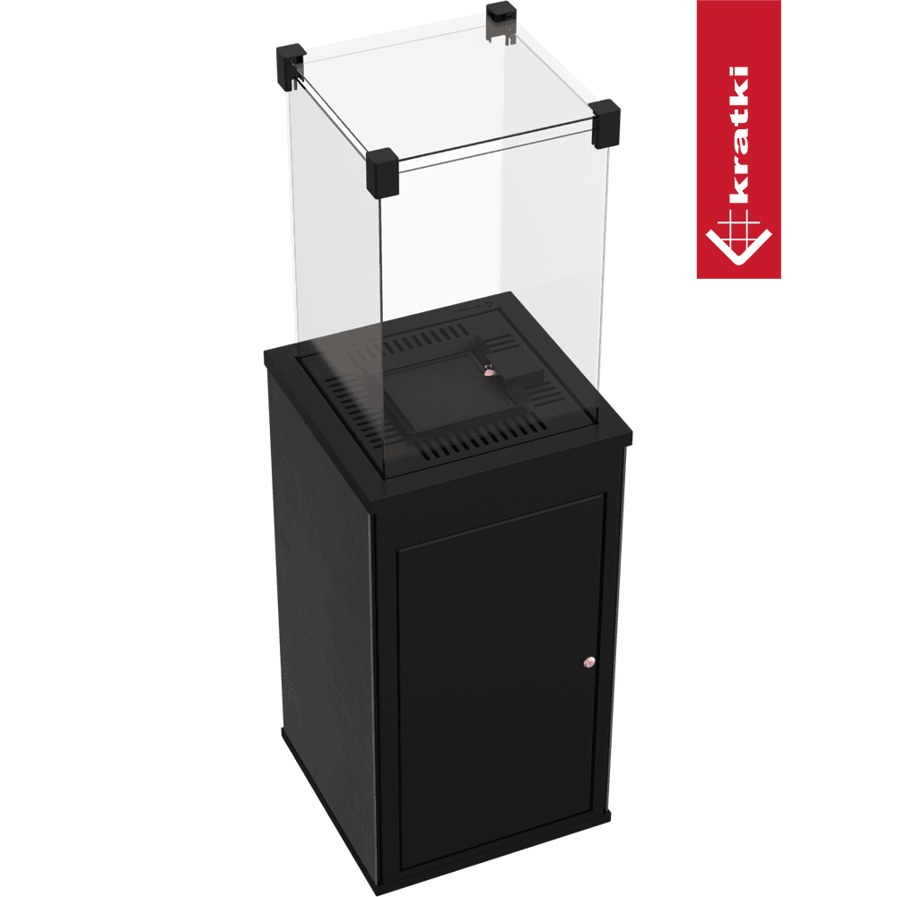 Kratki Patio terrasverwarmer met glazen windscherm