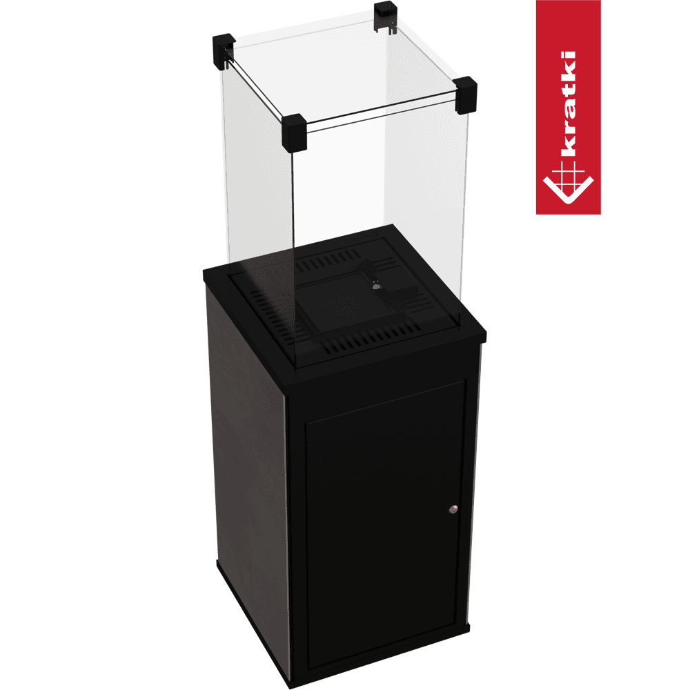 Kratki Patio terrasverwarmer met glazen scherm en zwarte behuizing