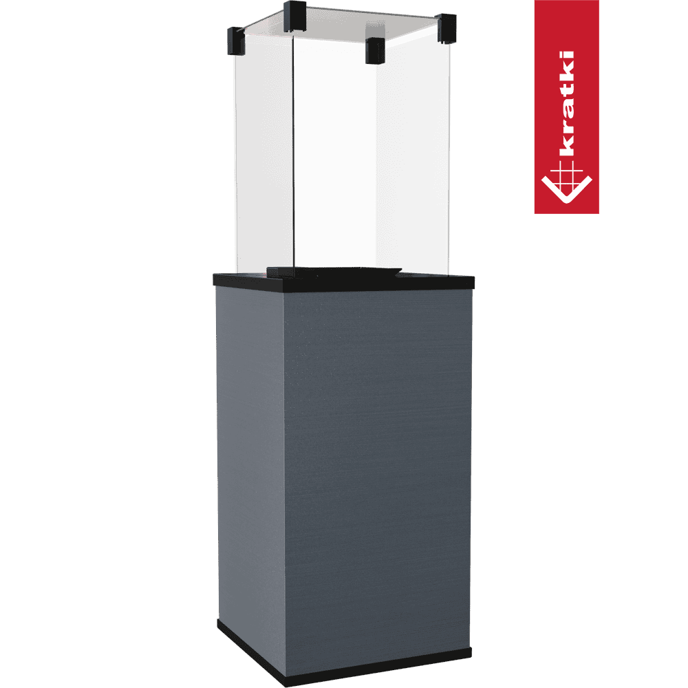 Kratki Patio terrasverwarmer met glazen bovenkant en grijze behuizing