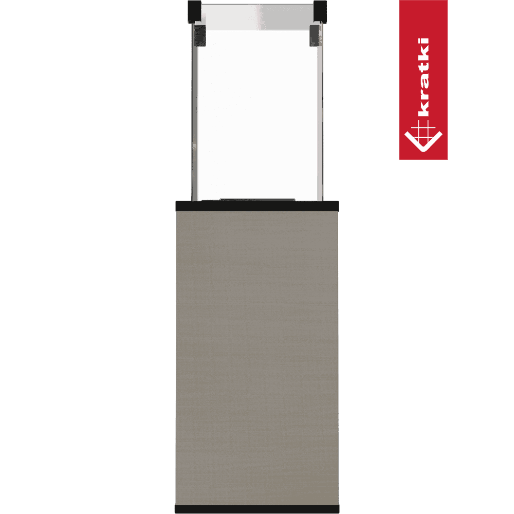 Kratki Patio terrasverwarming op groene achtergrond met logo