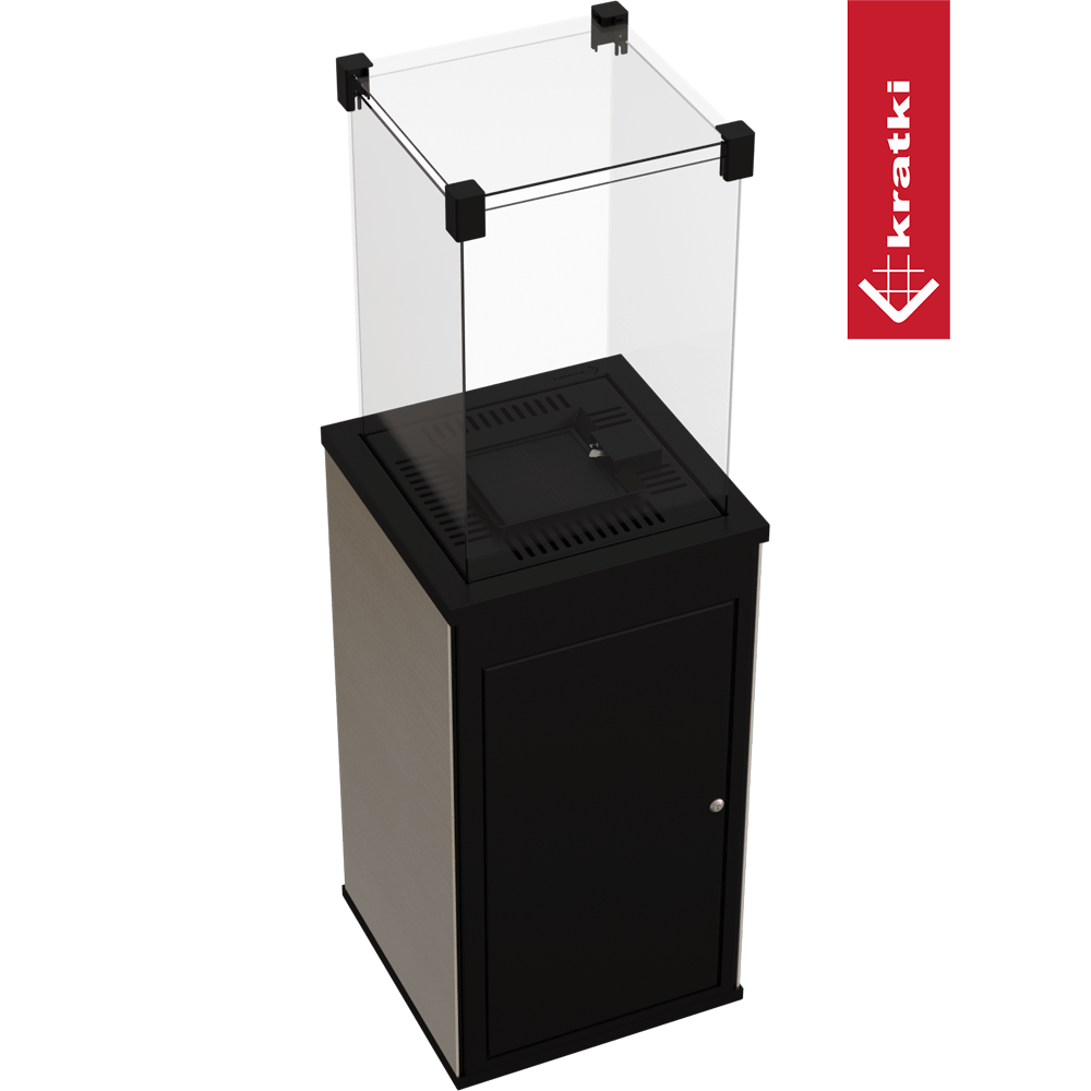 Kratki Patio terrasverwarmer met glazen ombouw en zwarte behuizing