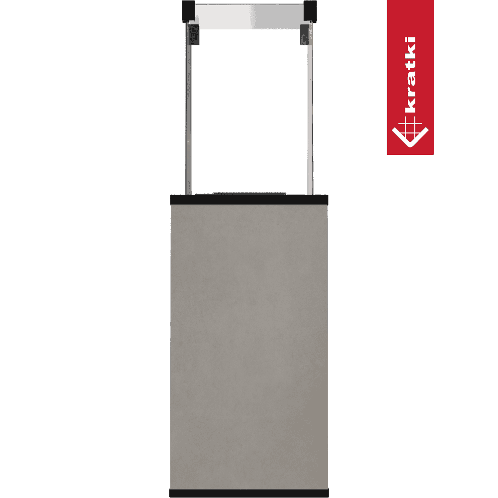 Kratki Patio terrasheater met grijze behuizing en rood logo