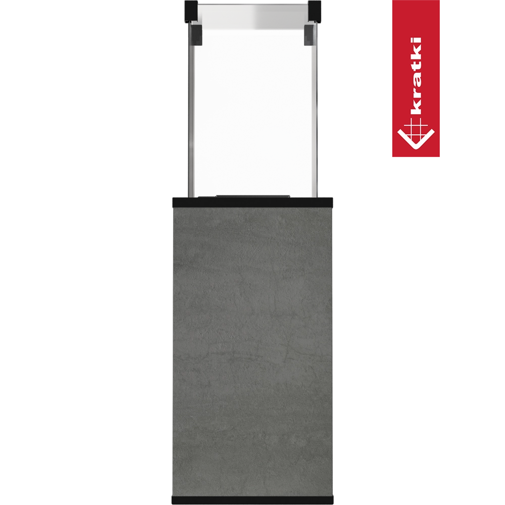 Kratki Patio terrasverwarmer met glazen behuizing en grijze ombouw