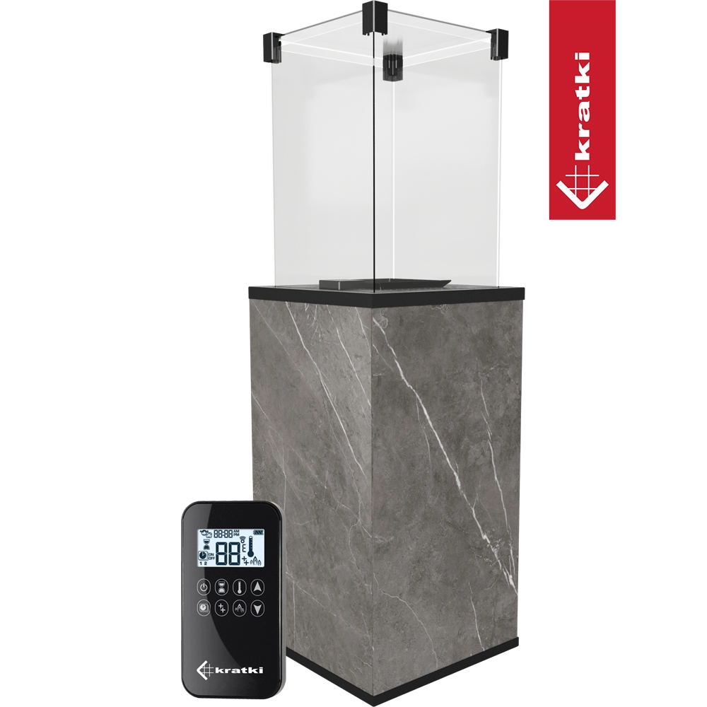 Kratki Patio terrasverwarmer met glazen ombouw en afstandsbediening