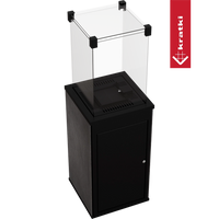 Kratki Patio terrasheater met glazen windscherm