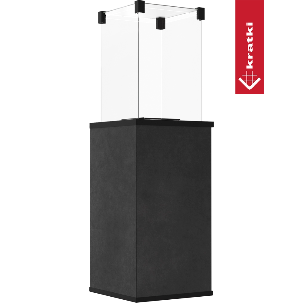 Kratki Patio terrasheater zwart met glazen windscherm