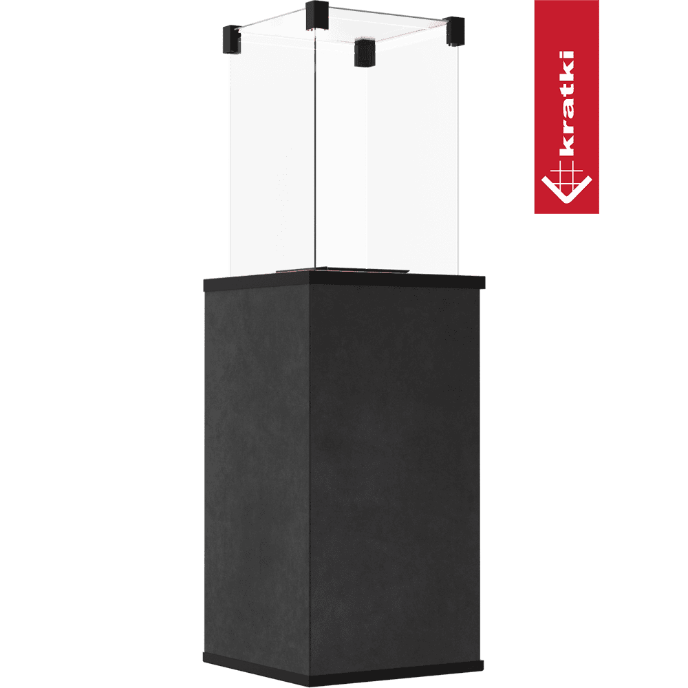 Kratki Patio terrasheater zwart met glazen windscherm