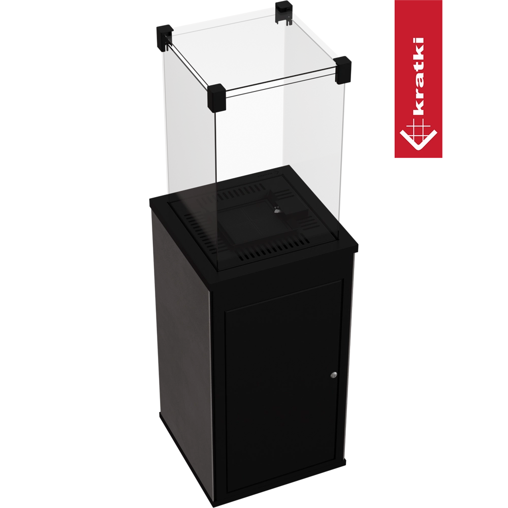 Kratki Patio terrasverwarmer met glazen omkasting en zwarte behuizing