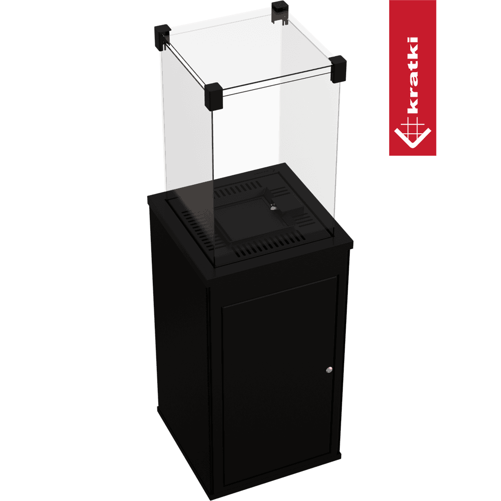 Kratki Patio terrasverwarmer met glazen windscherm