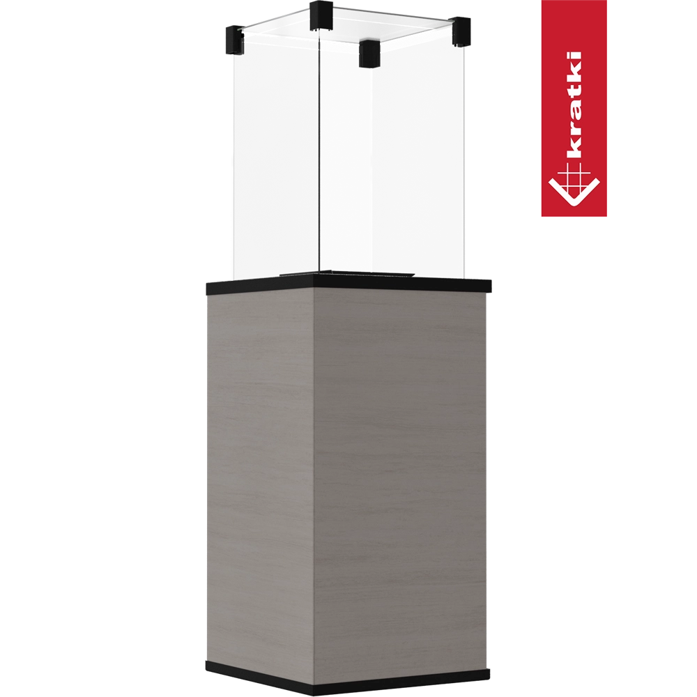 Kratki Patio terrasheater met glazen windscherm en grijze omkasting