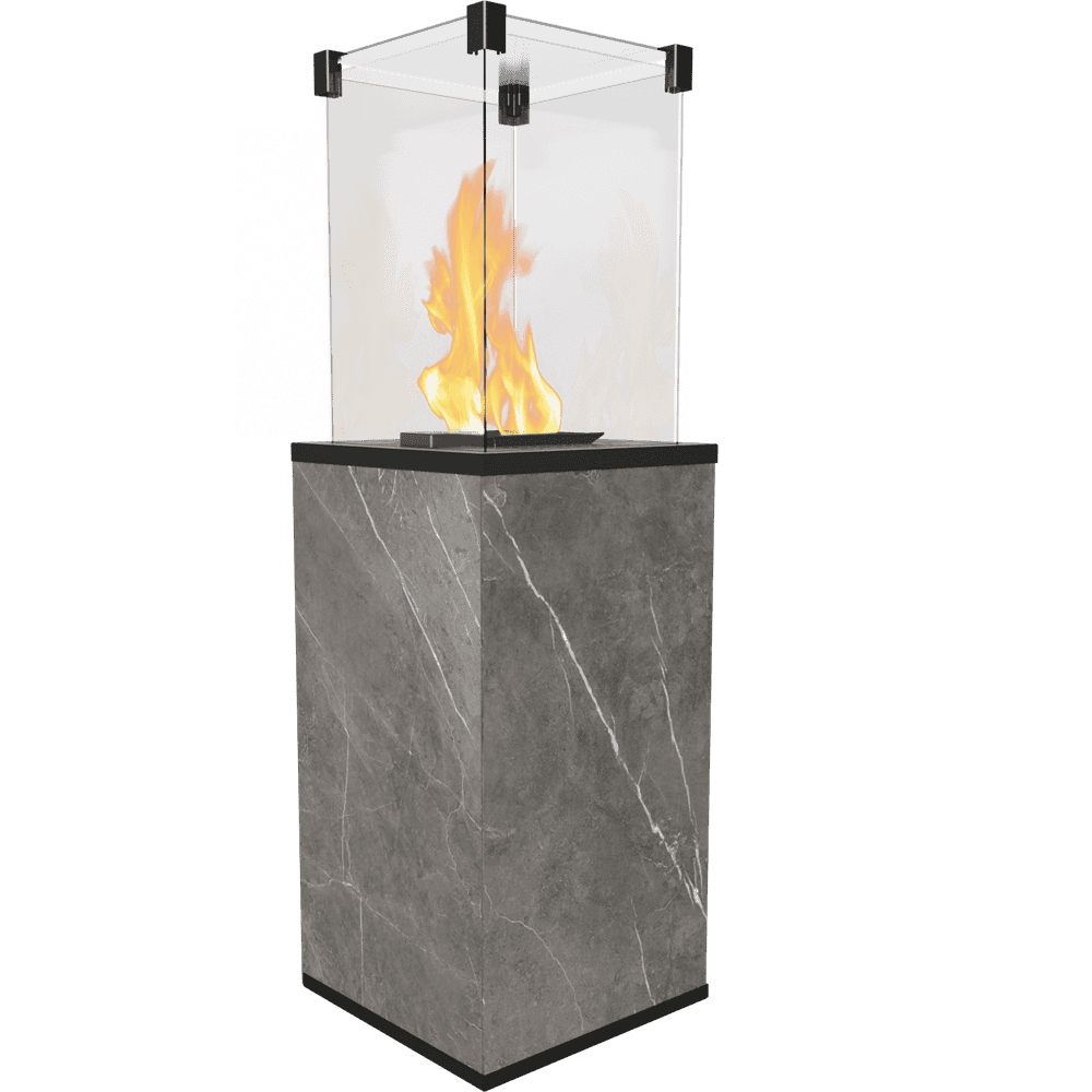 Kratki Patio terrasverwarmer met vlammen en grijze marmerlook voet