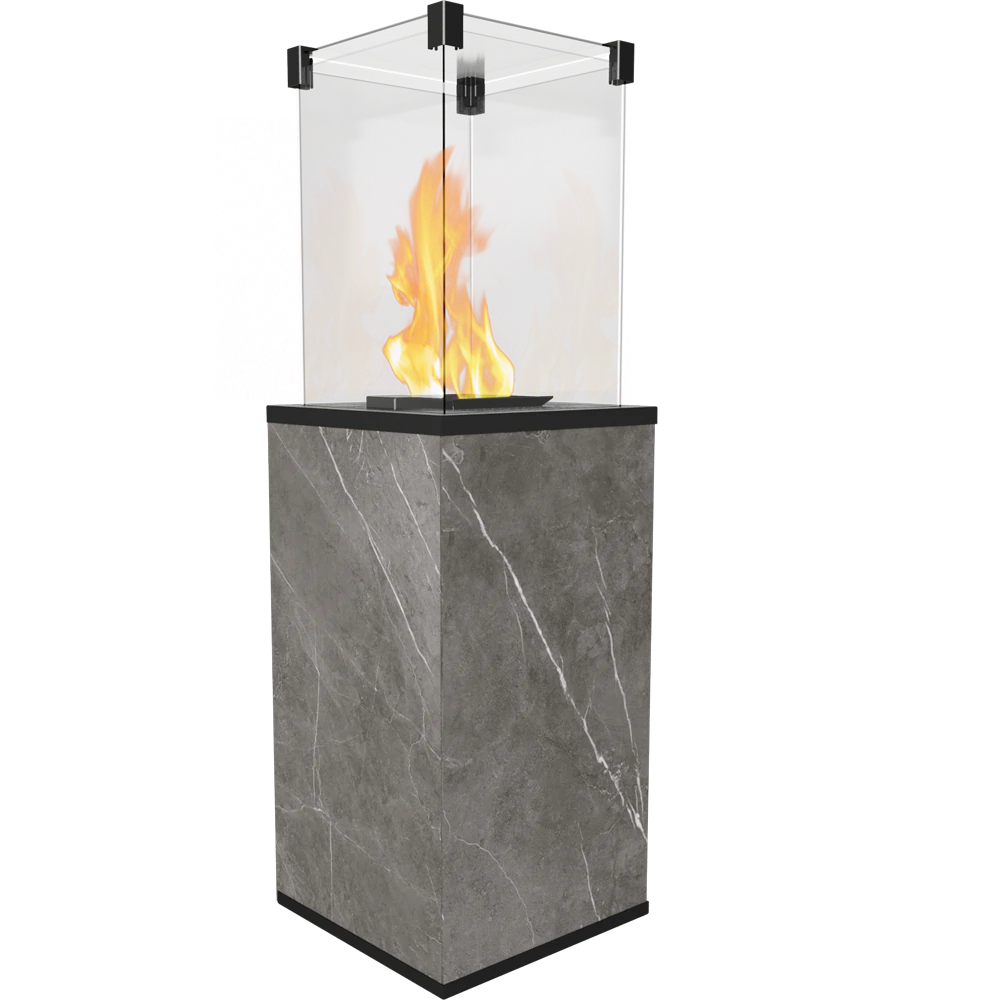 Kratki Patio terrasverwarmer met vlammen en grijze marmeren bekleding